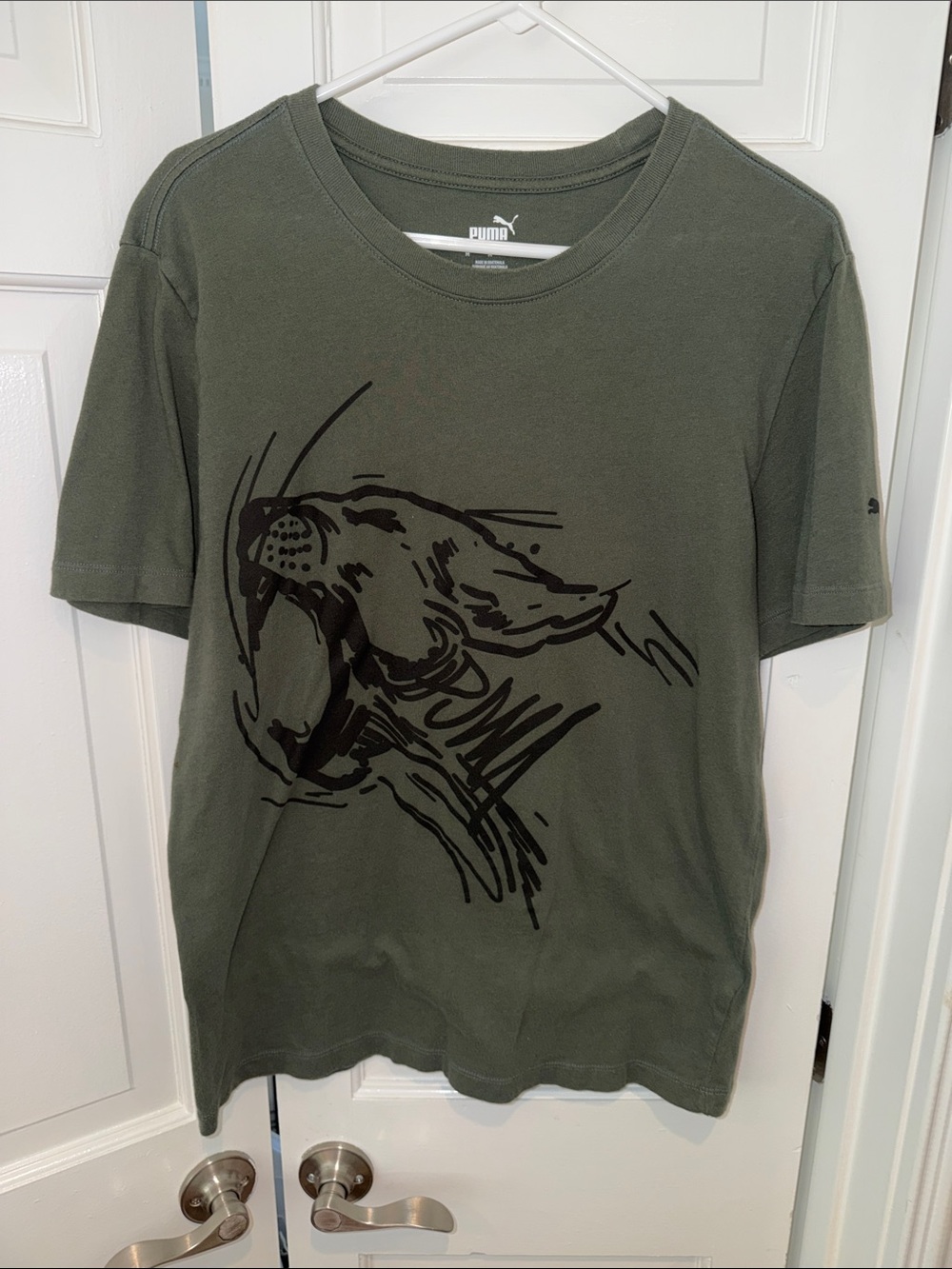 Puma Olive Green Short Sleeve Tee with Black Graphic